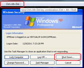 Windows XP Mode Shutdown